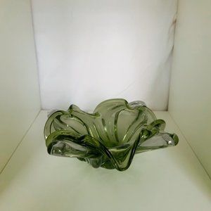 Hand-Blown Murano Glass Floral Bowl